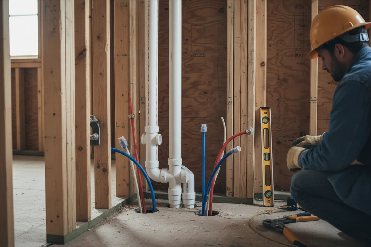 Drain and supply rough-in during Garbage Disposal Repair in Media